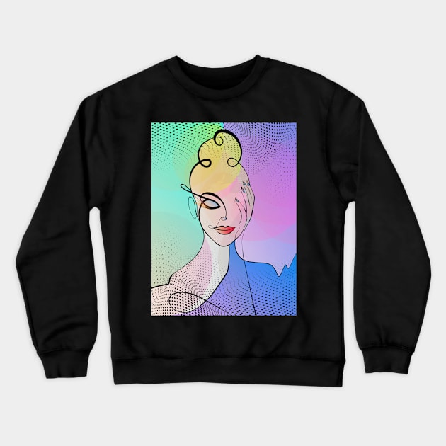 Vibrant Female Portrait Crewneck Sweatshirt by Space Sense Design Studio